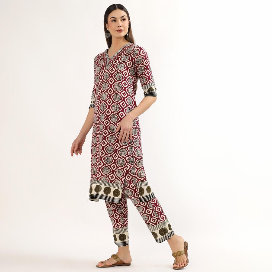 Women's Burgundy Solid Ethnic Set, Wine, large