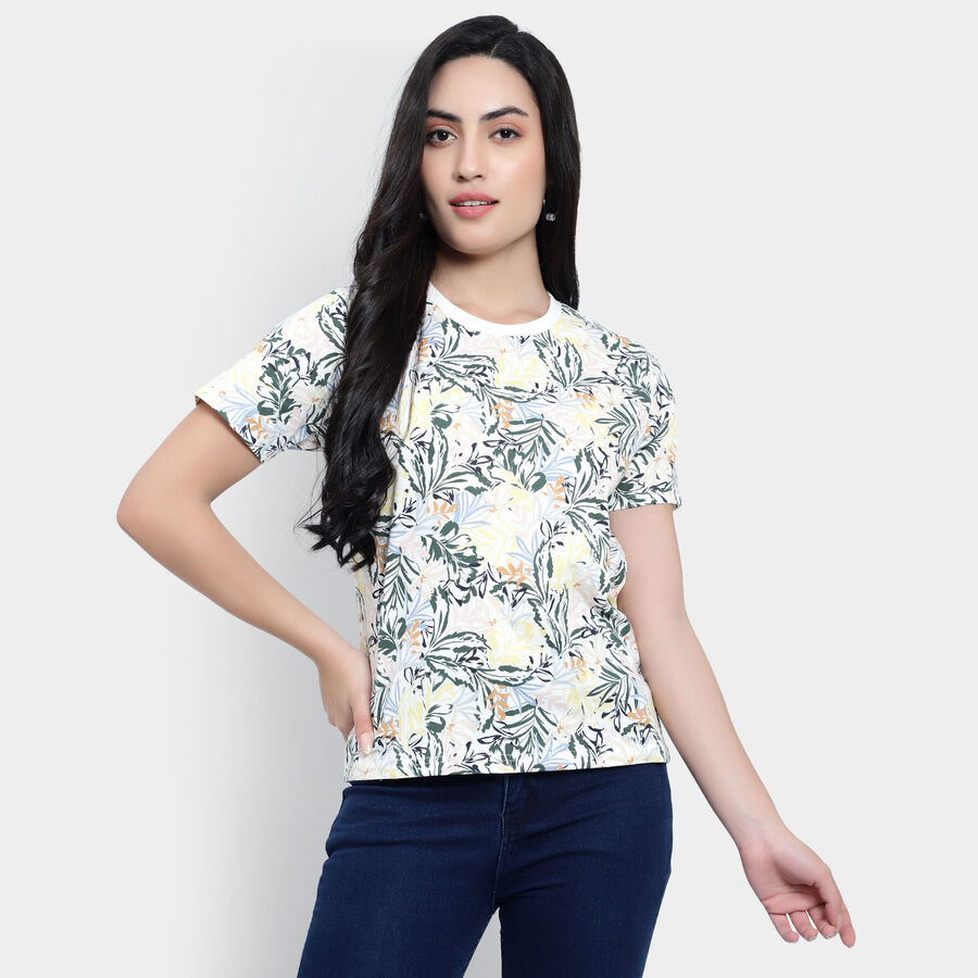 Round Neck T-Shirt, White, large image number null