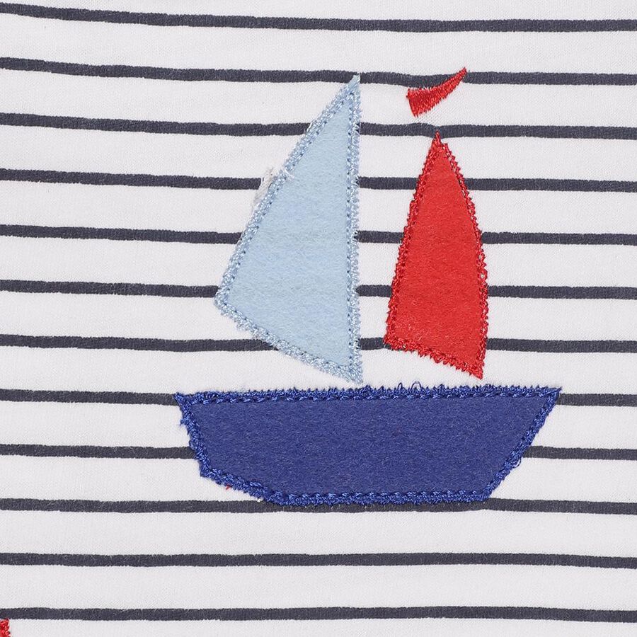 Infants' Red Cotton Round Neck Nautical Baba Suit, Red, large