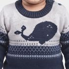Infants' Navy Blue Crew Neck Knitted Pullover, मध्यम नीला, small