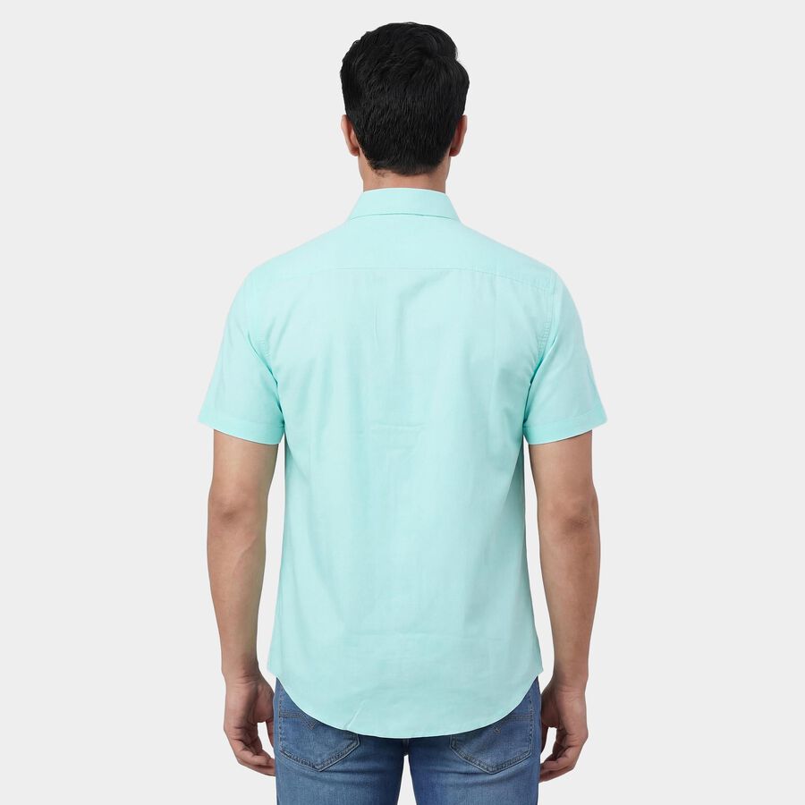 Men's Teal Classic Collar Casual Shirt, एक्वा, large