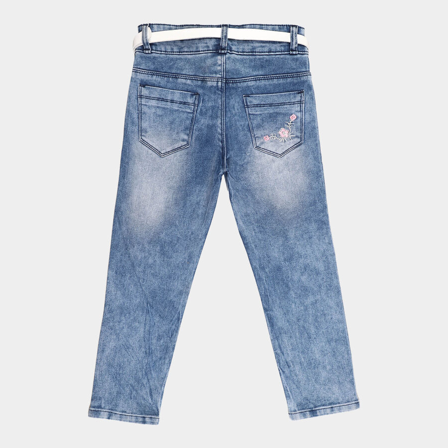 Girls Embellished Jeans, Dark Blue, large image number null