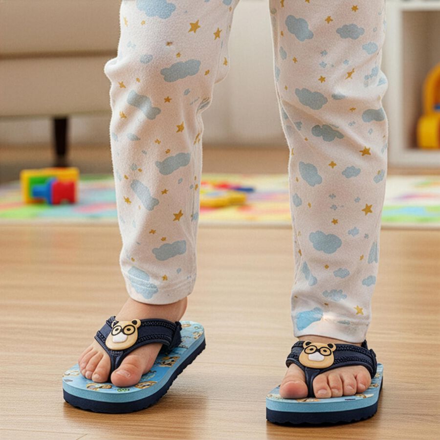 Kids Navy Blue Back Strap Flip-Flops, नेवी ब्लू, large
