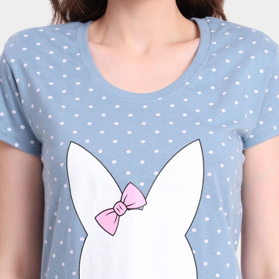 Ladies' Cotton Nighty, टील ब्लू, large image number null