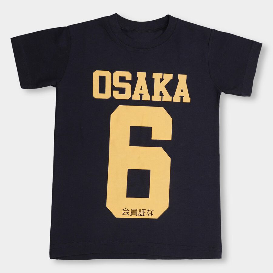 Boys' Half Sleeves T-Shirt, Navy Blue, large image number null