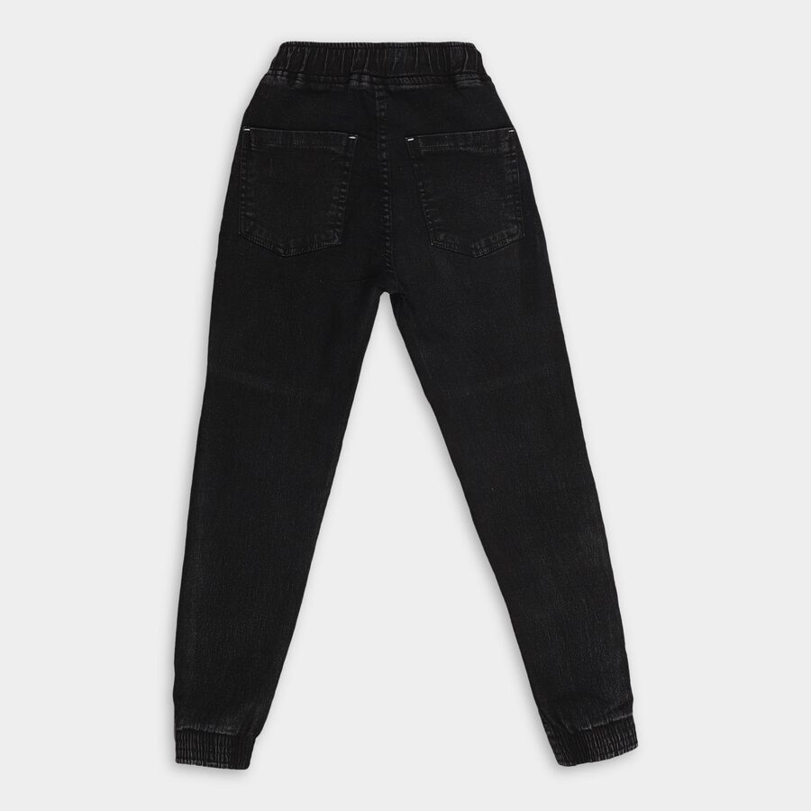 Boys' Jet Black Slim Fit Jogger Jeans, Black, large image number null