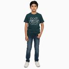 Boys Dark Green Crew Neck Casual T-Shirt, Dark Green, small