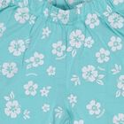 Girls' Teal Regular Fit Floral Printed Shorts, एक्वा, small
