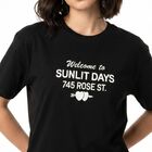 Women's Black Round Neck Regular T-Shirt, काला, small