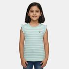 Girls' Mint Round Neck Casual T-Shirt, Light Green, small