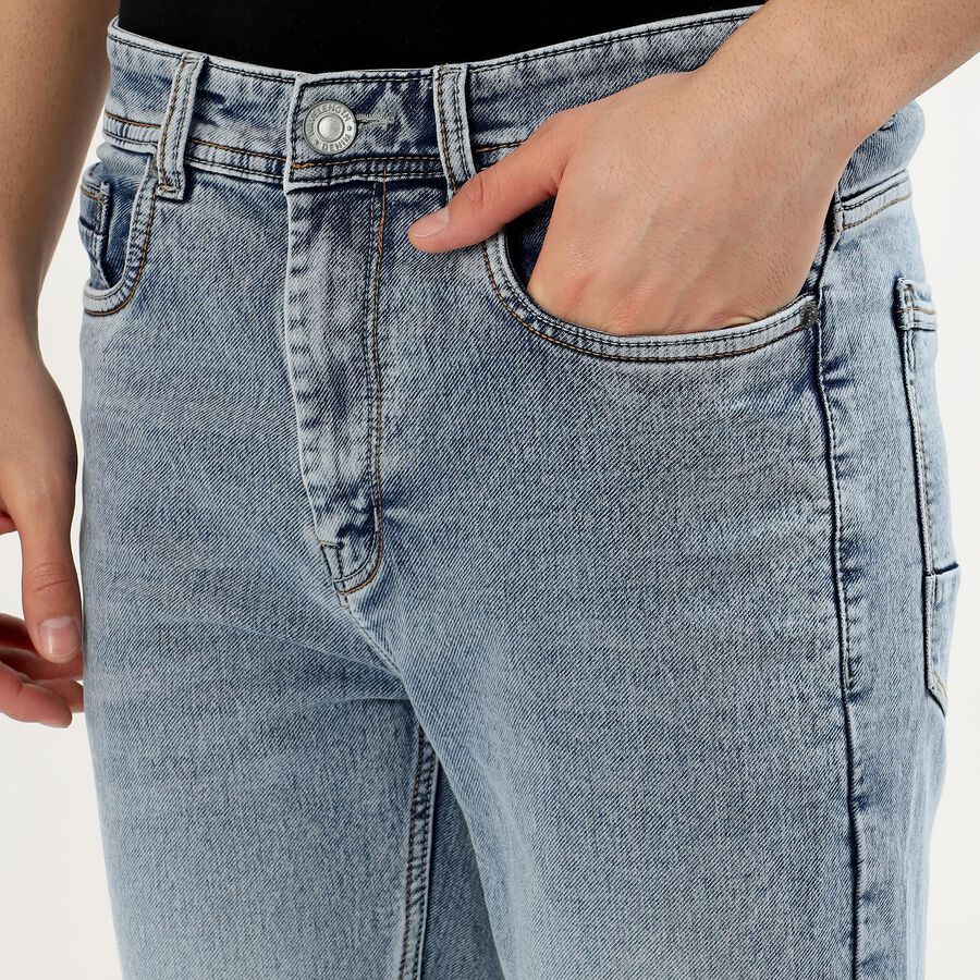 Men's Light Blue Slim Fit Classic Jeans, मध्यम नीला, large image number null
