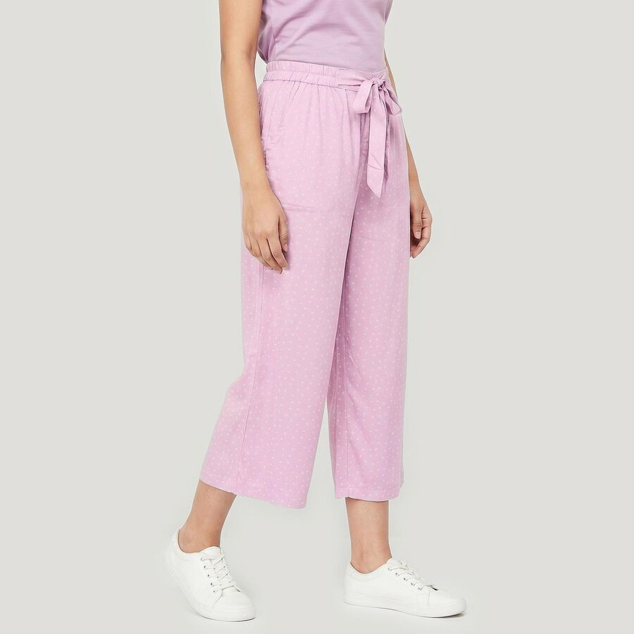 Women's Lilac Regular Fit Solid Capri, Lilac, large
