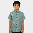 Boys' Light Green Cotton Classic Collar Casual Shirt, Light Green, small