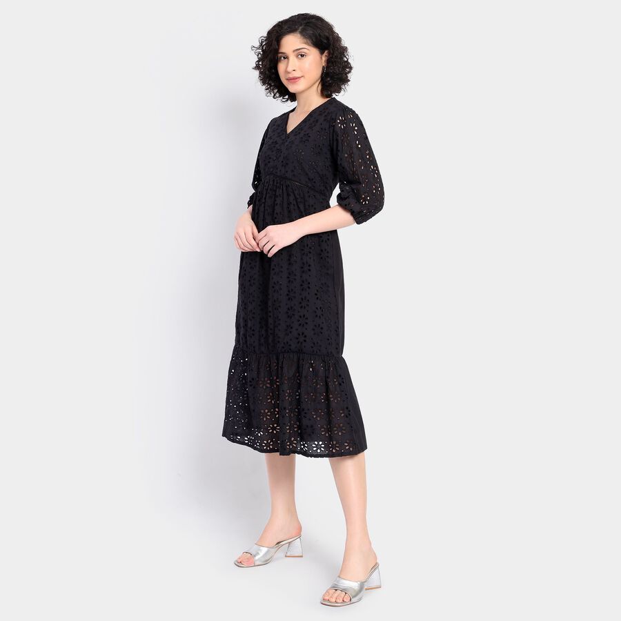 Ladies' 100% Cotton Dress, Black, large image number null