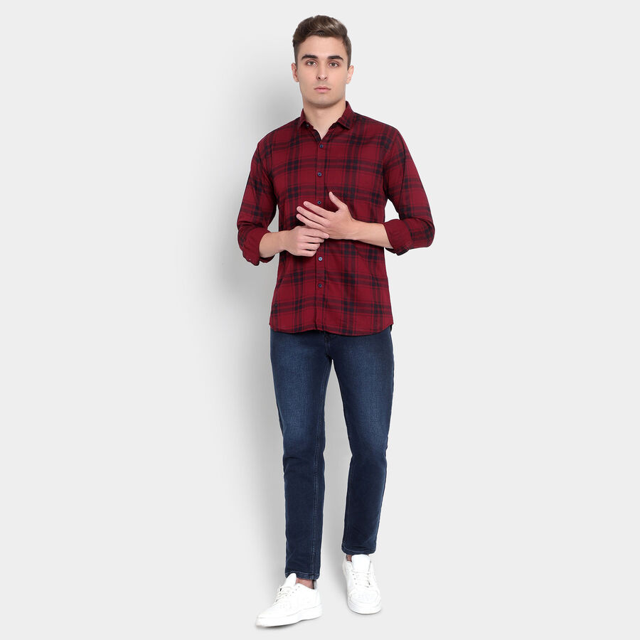 Checks Cotton Casual Shirt, Maroon, large image number null