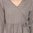 All Over Print 3/4th Sleeves Straight Kurti, Dark Grey, small image number null