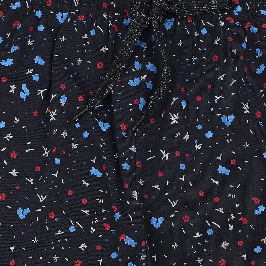 Girls' Navy Blue Jogger Floral Printed Pyjama, Navy Blue, large
