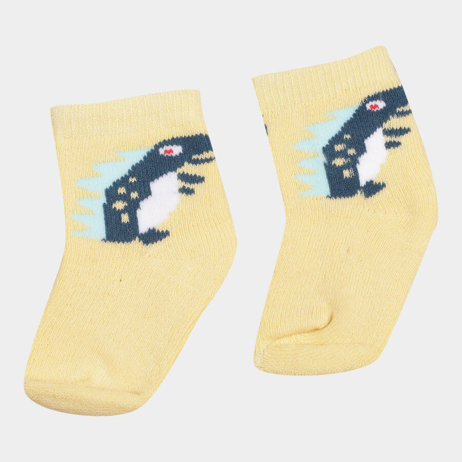 Infants Cotton Stripes Socks, Yellow, large image number null