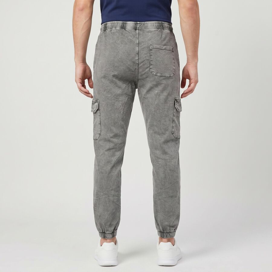 Men's Grey Cargo Jogger, मिश्रित हल्का ग्रे, large