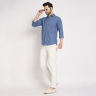 Men's100% Cotton Casual Shirt, Mid Blue, small image number null