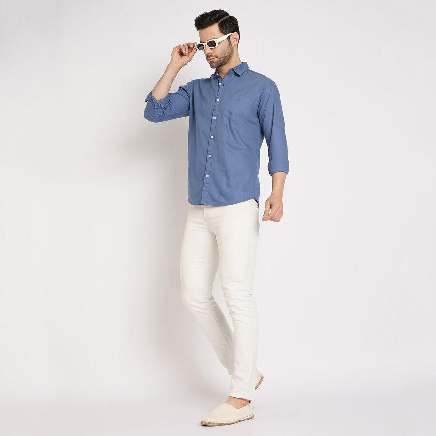 Men's100% Cotton Casual Shirt, Mid Blue, large image number null
