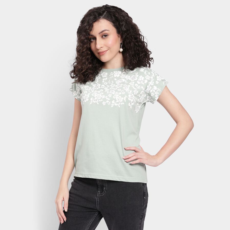 Ladies' Round Neck T-Shirt , हल्का हरा, large image number null