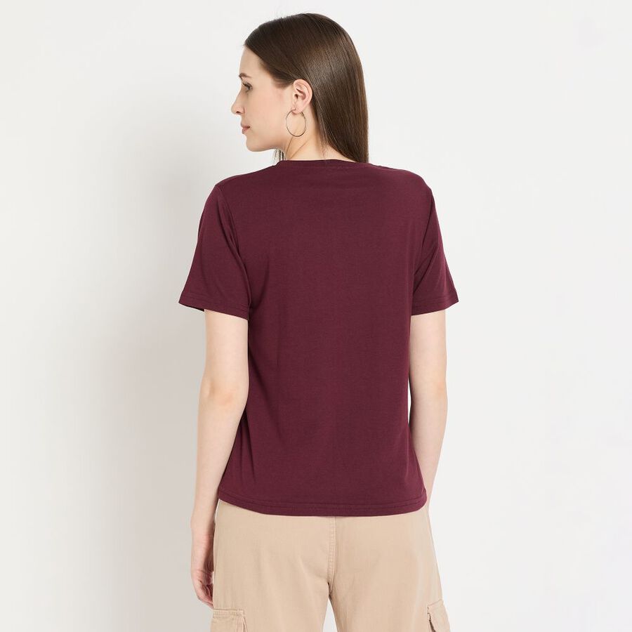 Ladies' Round Neck T-Shirt, Wine, large image number null