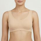 Women's Beige Wireless Seamless Bra, गहरा पीला, small
