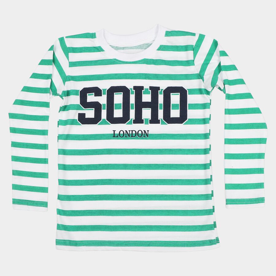 Boys Green Crew Neck Regular Boys T-Shirt, Light Green, large