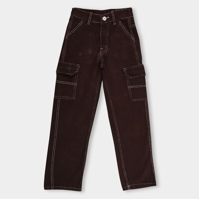 Girls' 100% Cotton Buttoned Jeans