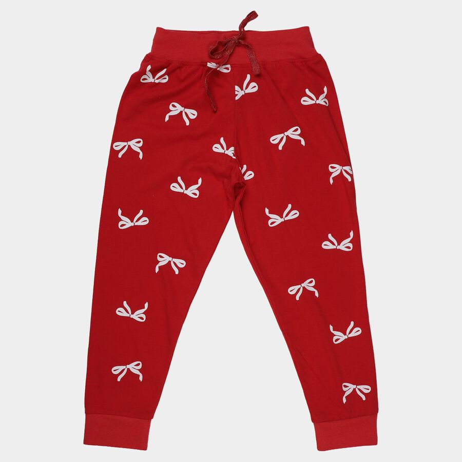 Girls' Red Cotton Blend Pyjama, Red, large