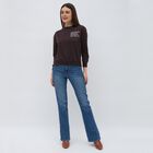 Women's Dark Chocolate Brown Crew Neck Casual Sweatshirt, भूरा, small image number null