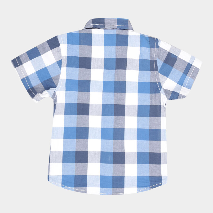 Infants Checks Regular Collar Shirt, Mid Blue, large image number null