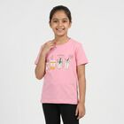 Girls Pink Round Neck Regular T-Shirt, गुलाबी, small