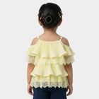 Girls Yellow Round Neck Casual T-Shirt, Yellow, small