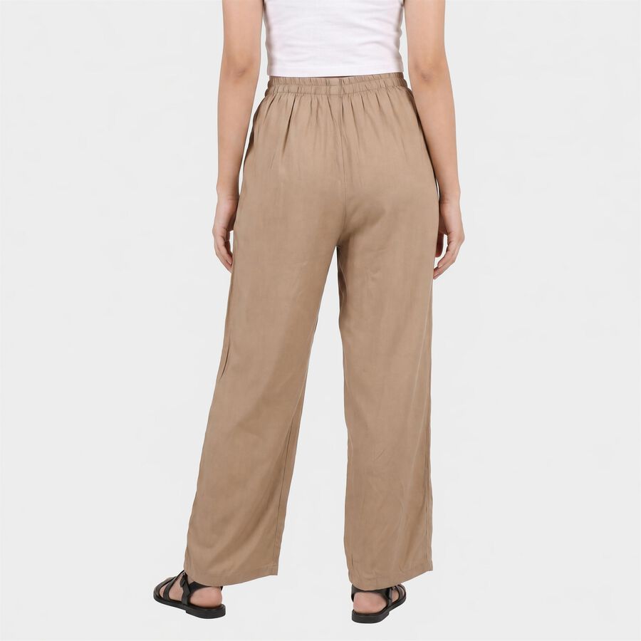 Women's Beige Regular Fit Solid Wide-Leg Palazzos, Beige, large