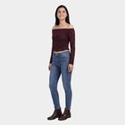 Women's Wine Off Shoulder Top, Wine, small
