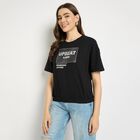 Ladies' 100% Cotton Crop  Top, काला, small image number null