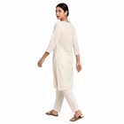 Women's Cream Cotton Embroidered Ethnic Set, Off White, small