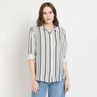 Ladies'  Stripes Shirt, मध्यम नीला, small image number null