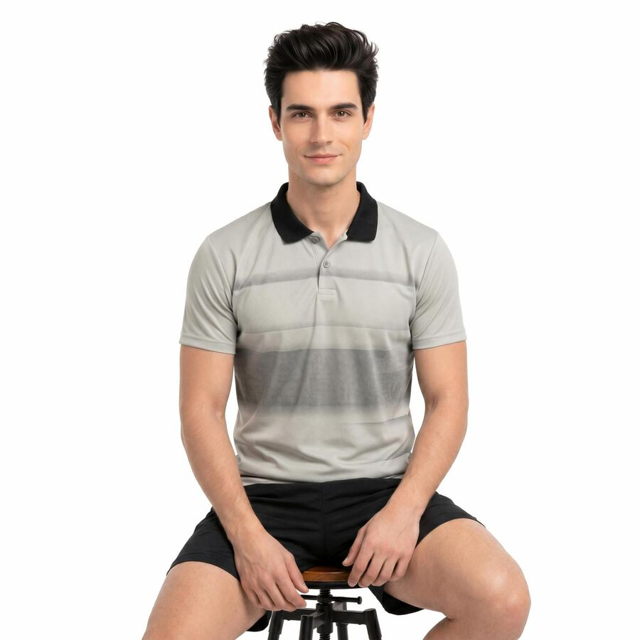 Men's Grey Crew Neck Regular Drifit T-Shirt, Light Grey, large