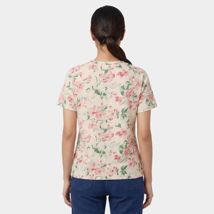 Women's Beige Round Neck Graphic T-Shirt, गहरा पीला, large