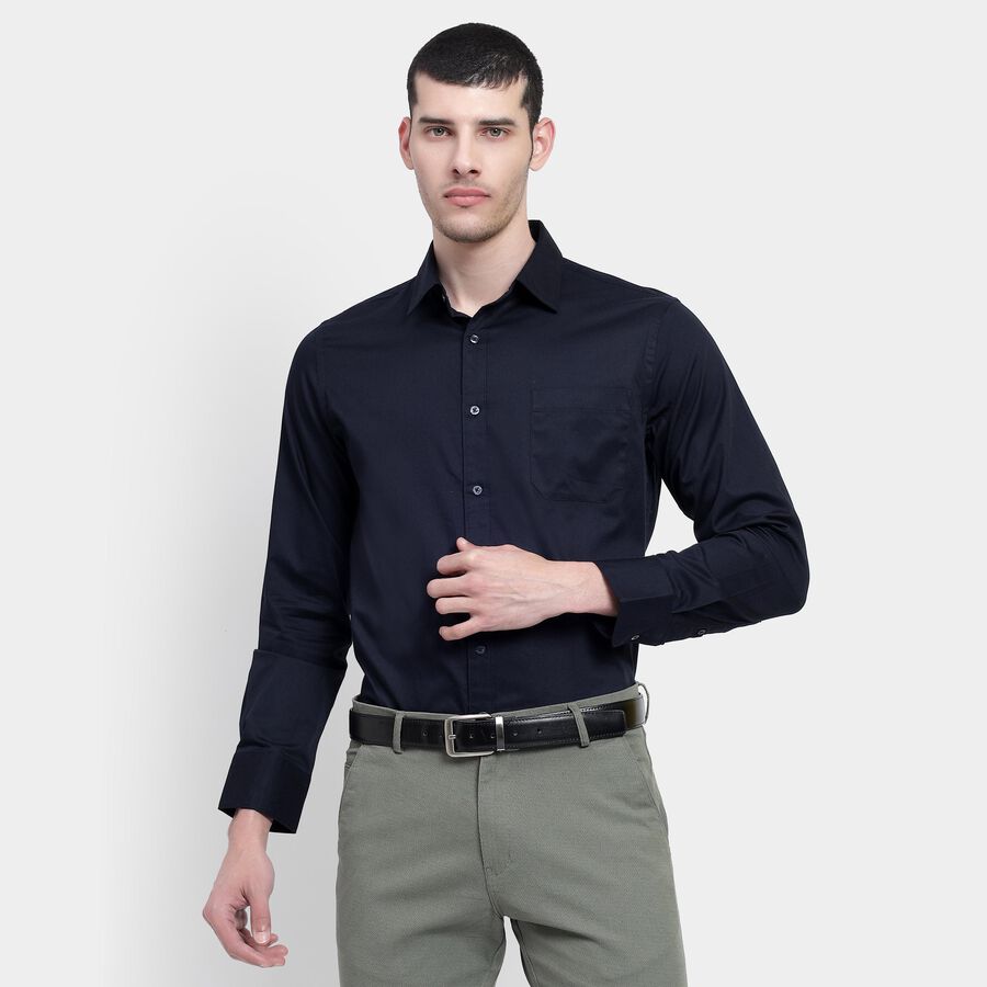 Men's 100% Cotton Formal Shirt , नेवी ब्लू, large image number null
