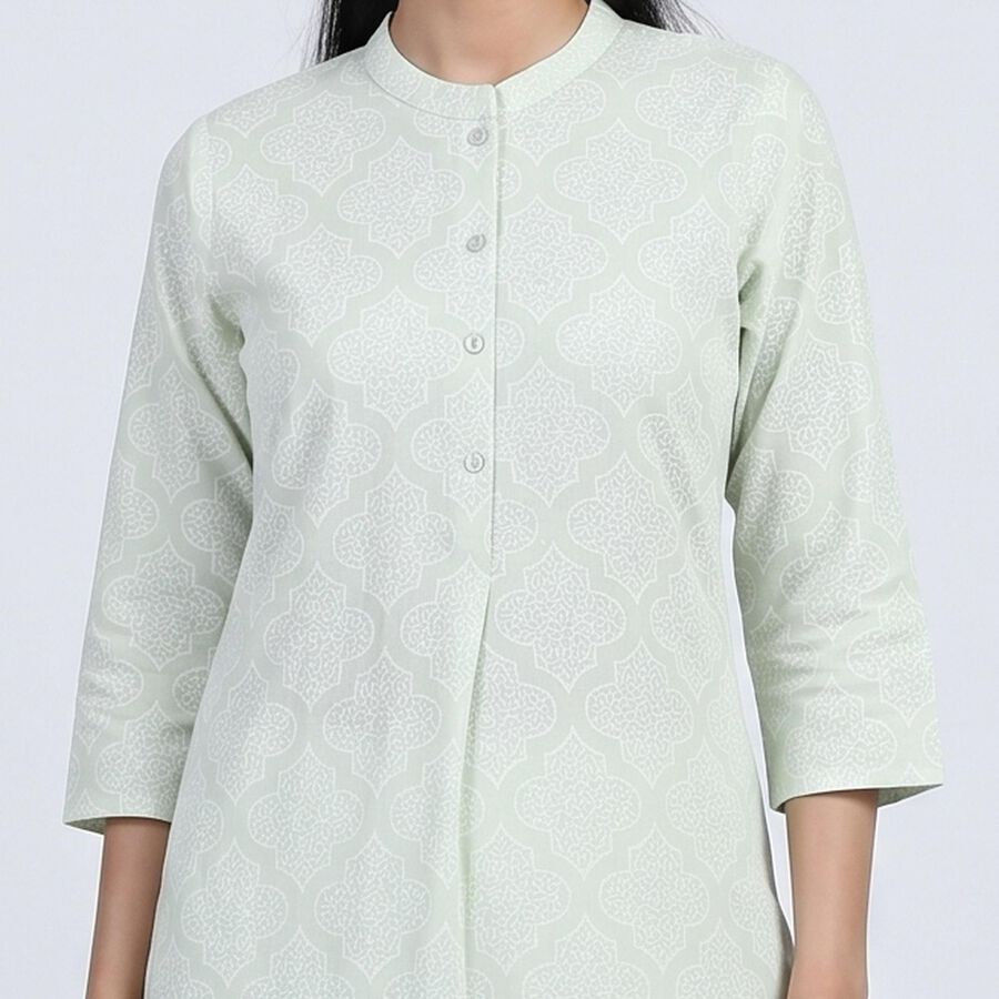 Women's Light Green Cotton Kurta, हल्का हरा, large
