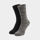 Men's Crew Length Pack of 2 Socks ( Grey, Black ), Black, small