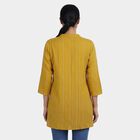 Women's Yellow Mandarin Collar Printed Straight Kurti, Mustard, small