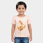 Girls Light Pink Cotton Round Neck Regular T-Shirt, Light Pink, small
