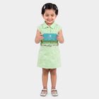 Girls' Mint Green Shirt Style Belted Frock, हल्का हरा, small