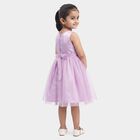 Girls' Lilac Sleeveless Lace Applique Fit and Flare Frock, लाइलेक, small