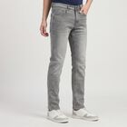 Men's Grey Slim Fit Washed Jeans, Light Grey, small